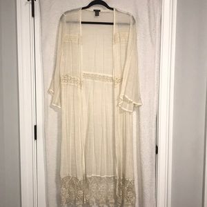 Cream Colored Lace Duster